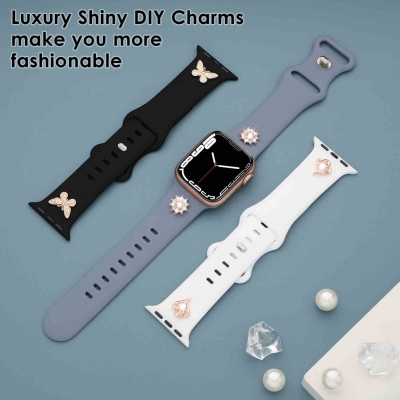 Apple watch silicon band with decorative charms